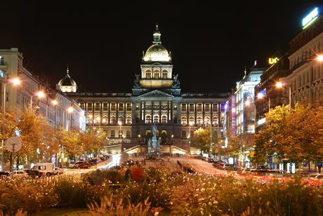 Wenceslas square prague at night photo